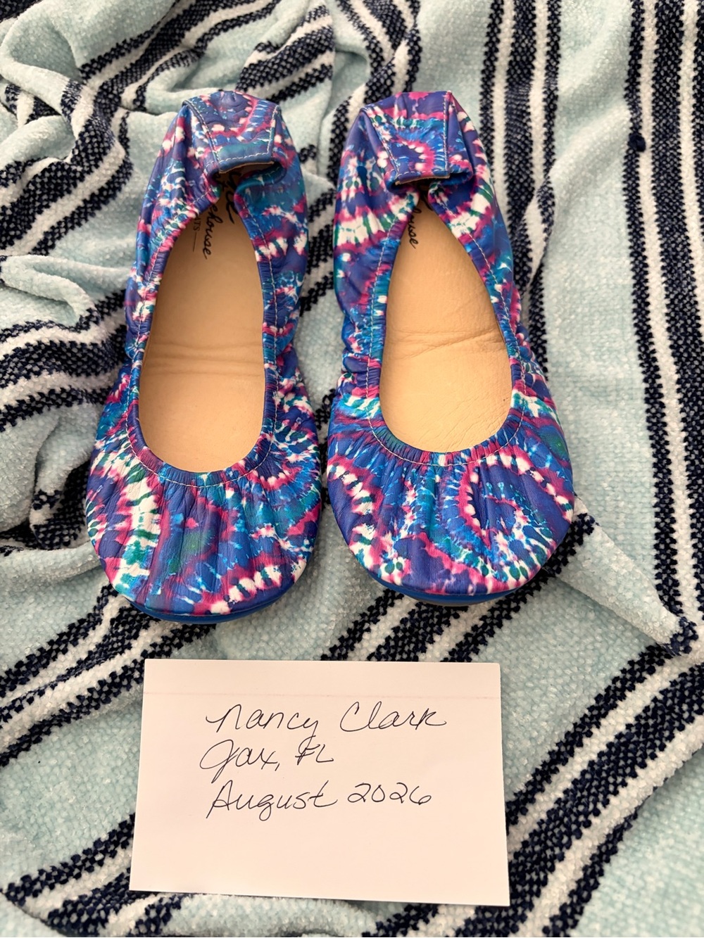 Clarks Girls Tie-Dye Foldable Ballet Flats - Blue Pink Purple